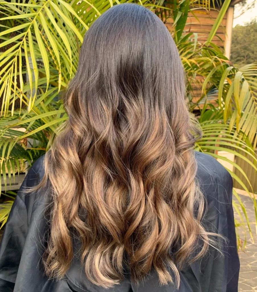 Caramel balayage for long hair